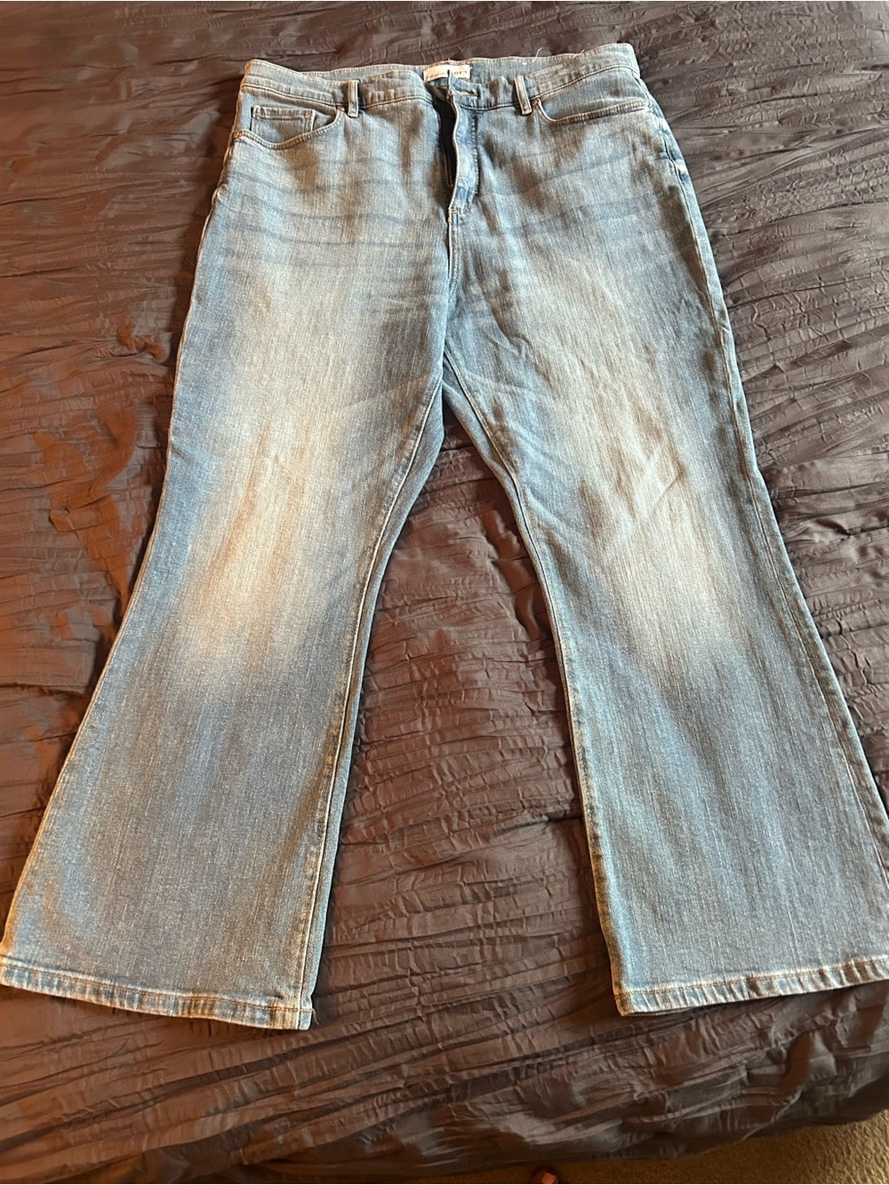 Loft Classic Light Blue High Waist Kick Crop Jeans